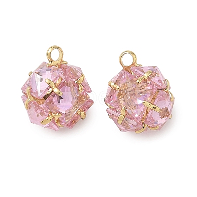 Brass Pave Pink Cubic Zirconia Charms CU-CBAD360-08G-03-1
