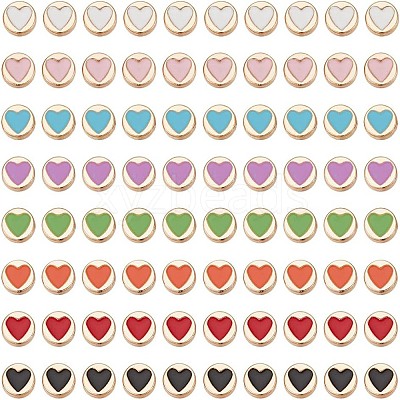 80Pcs 8 Colors Alloy Enamel Beads DIY-AR0003-86-1