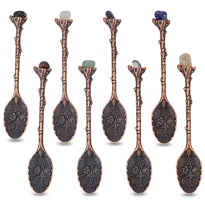 8Pcs 8 Styles Zinc Alloy Coffee Tea Spoon AJEW-NB0006-51-1