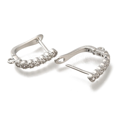 Rack Plating Brass Micro Pave Cubic Zirconia Hoop Earring Findings EJEW-H143-05P-1