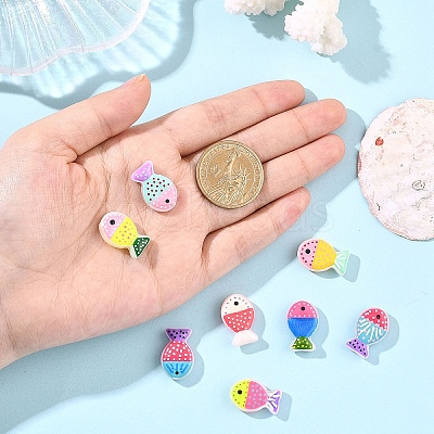 8Pcs 8 Colors Painted Glass Beads LAMP-YW0004-07-1