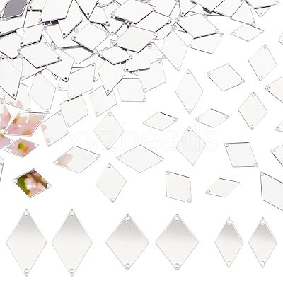 300pcs 3 style Rhombus Acrylic Mirror Sew on Rhinestone DIY-PH0013-84-1