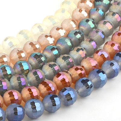 Faceted Round Electroplate Glass Bead Strands EGLA-S130-10mm-M-1