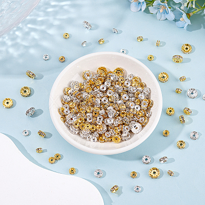 520Pcs Brass Rhinestone Spacer Beads RB-PA0001-07B-1