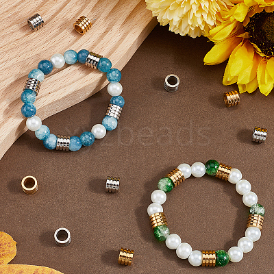 24Pcs 2 Colors 304 Stainless Steel Beads STAS-SC0009-34-1