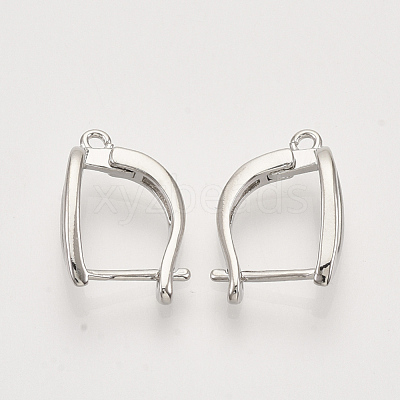 Brass Hoop Earring Findings with Latch Back Closure KK-T048-020P-NF-1