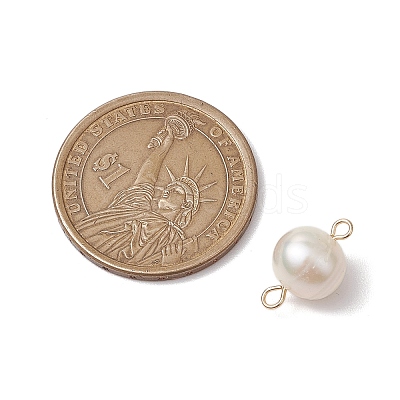 Natural Cultured Freshwater Pearl Connector Charms PALLOY-JF03090-02-1