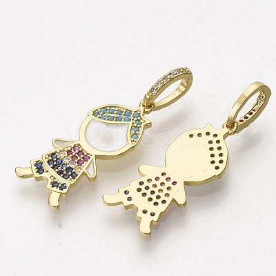Brass Micro Pave Cubic Zirconia Pendants X-ZIRC-T012-35G-1