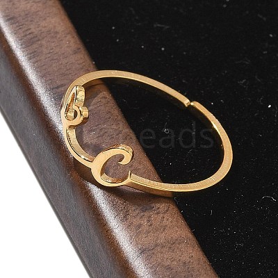 304 Stainless Steel Cuff Rings for Women RJEW-D285-01G-C-1