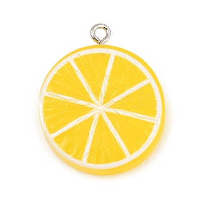 Opaque Resin Imitation Fruit Pendants RE-CBA3138-01G-P-1
