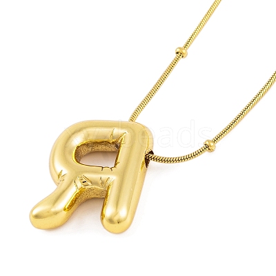 Ion Plating(IP) Initial Letter 304 Stainless Steel Pendant Necklace NJEW-R265-05G-R-1