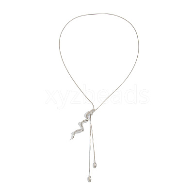 Adjustable Alloy & Iron Snake Y Tassel Lariat Necklaces with Crystal Rhinestone for Women WGA90BD-01-1