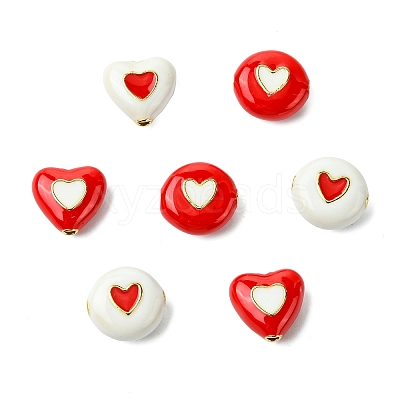8Pcs 4 Styles Brass Enamel Beads KK-CJ0002-93-1