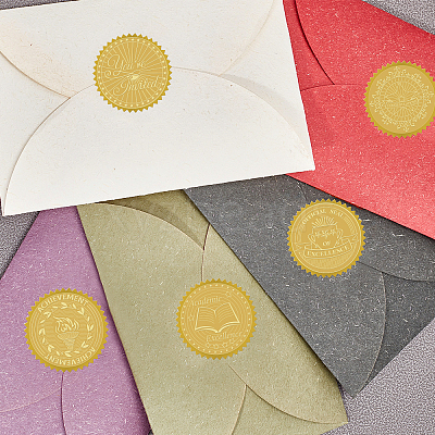 Plastic Self Adhesive Gold Foil Embossed Stickers DIY-WH0211-024-1