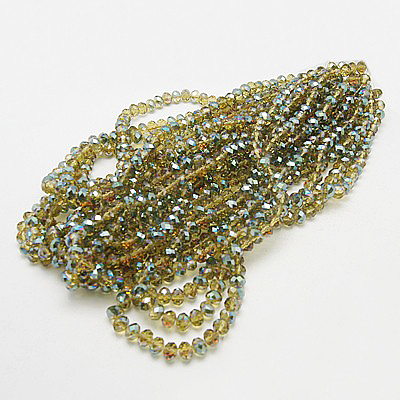 Electroplate Glass Faceted Rondelle Beads Strands EGLA-D020-6x4mm-M-1