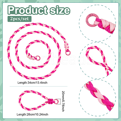 2Pcs Polyester & Spandex Cord Phone Hand Strap Chains HJEW-PH02163-1