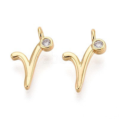 Brass Micro Pave Cubic Zirconia Charms KK-N263-97G-R-1