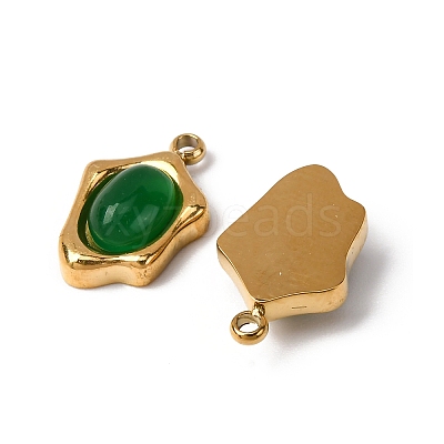 Natural Green Aventurine Irregular Oval Charms STAS-L022-525G-01-1