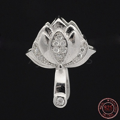 Anti-Tarnish Trendy Rhodium Plated 925 Sterling Silver Micro Pave Cubic Zirconia Pinch Bails X-STER-M088-01-1