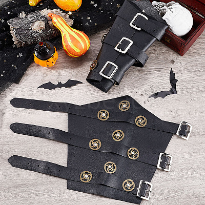 Adjustable PU Leather Cuff Wristband for Bikers AJEW-WH0415-25B-1