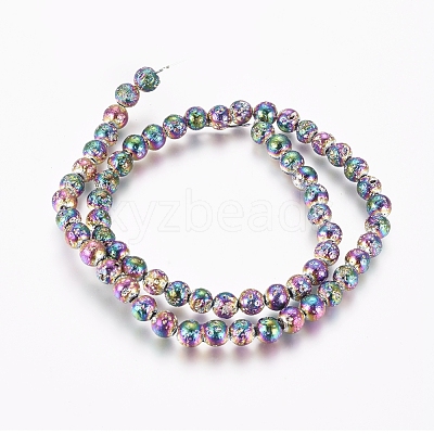 Electroplated Natural Lava Rock Beads Strands X-G-G826-06-6mm-1