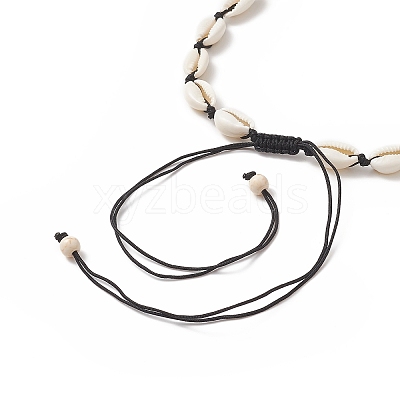 Natural Cowrie Shell & Synthetic Turquoise Braided Beaded Necklace for Women NJEW-JN04253-02-1