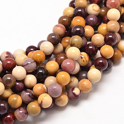 Natural Mookaite Round Bead Strands X-G-P072-34-6mm-1