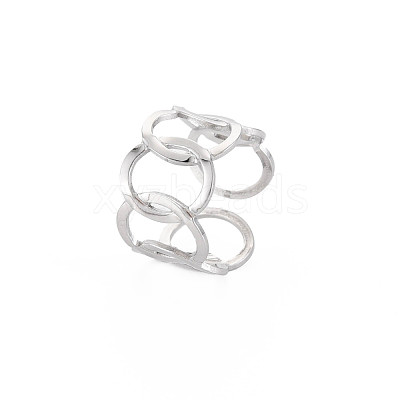 Non-Tarnish 304 Stainless Steel Interlocking Oval Open Cuff Ring RJEW-S405-147P-1
