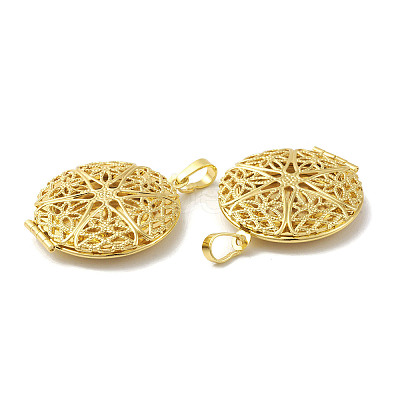 Rack Plating Brass Locket Pendants KK-G452-09G-1