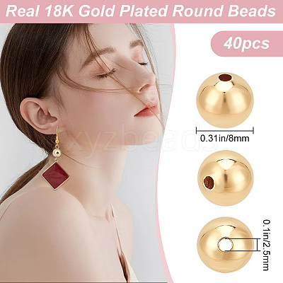 40Pcs Brass Beads KK-BBC0011-43-1