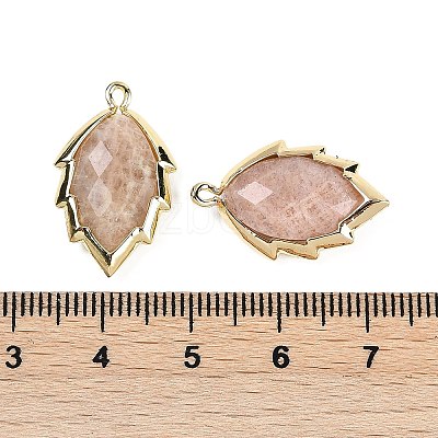 Natural Sunstone Faceted Leaf Pendants G-I375-04G-07-1