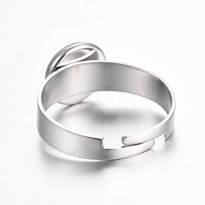 Tarnish Resistant Adjustable 304 Stainless Steel Finger Rings Components STAS-G187-01P-8mm-1