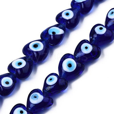 Handmade Evil Eye Lampwork Beads Strands LAMP-N029-010D-1