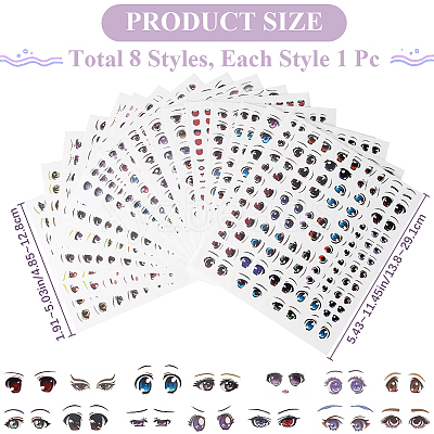 18 Sheets 18 Styles Eye Pattern Ceramics Clay Water Transfer Paper STIC-CP0001-18-1