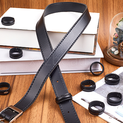 50Pcs Imitation Leather with Alloy Waist Belt Keeper Rings FIND-CP0002-44-1