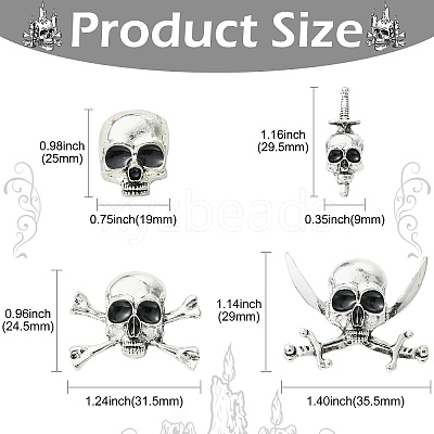 8Pcs 4 Styles Halloween Alloy Lapel Pin Backs for Backpack Clothes JEWB-CJ0003-46-1