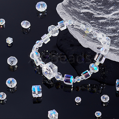 800Pcs 10 Styles AB Color Plated Electroplated Glass Beads Strands GLAA-GA0001-85-1