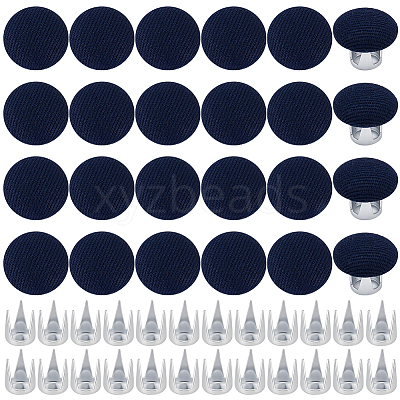 24 Bags Flat Round Cloth Cap Nail Buttons BUTT-BC0001-21B-1