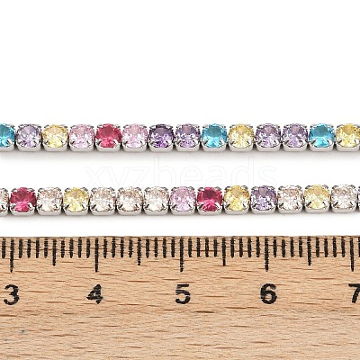 925 Sterling Silver Colorful Cubic Zirconia Chains STER-C016-02B-P01-1