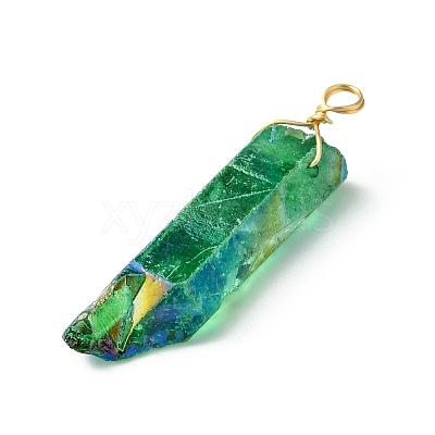 20Pcs Electroplated Natural Quartz Crystal Pendants PALLOY-AB00141-1