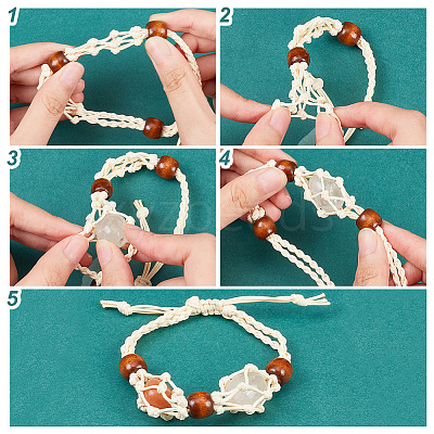 10Pcs 5 Colors Braided Nylon Cord Macrame Pouch Bracelet Making BJEW-PH0004-16-1