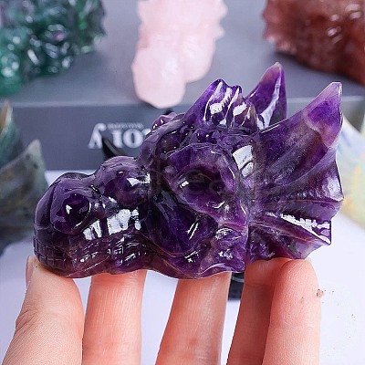 Natural Amethyst Carved Dragon Head Figurines PW-WGCF919-06-1