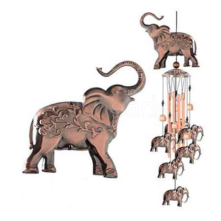 Metal Elephant & Tube Wind Chime ELEP-PW0001-23B-1