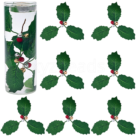 45Pcs Foam & Cloth Artificial Holly Leaves AJEW-SC0031-52A-1