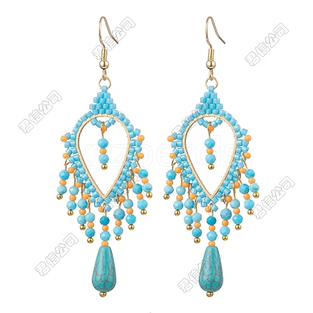 Bohemian Handmade Glass Beads Teardrop Chandelier Earrings EJEW-FS00084-1