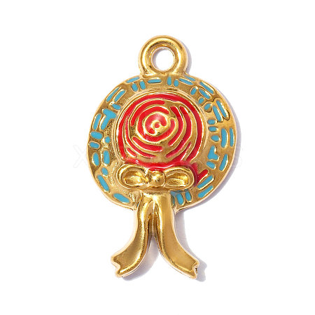 304 Stainless Steel with Enamel Pendants SA-OY001-78G-1