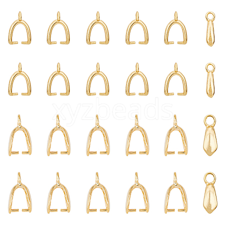 SUPERFINDINGS 40Pcs 2 Style Rack Plating Eco-friendly Brass Ice Pick Pinch Bails KK-FH0005-33-1