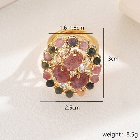Vintage Brass Micro Pave Cubic Zirconia Adjustable Rings for Women's Party Dress HT9730-3-1