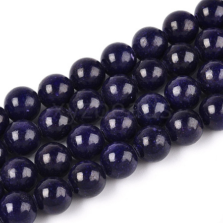 Dyed Natural Mashan Jade Round Beads Strands G-T139-8mm-67H-1