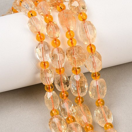 Heated Natural Citrine Beads Strands G-Z147-B01-01-1